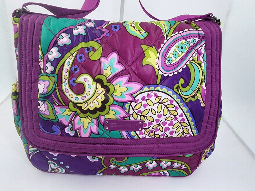 Vera Bradley Heather Paisleys Puffy Nylon Messenger/Crossbody Quilted Bag Used